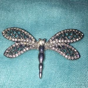 Silver tone dragonfly brooch